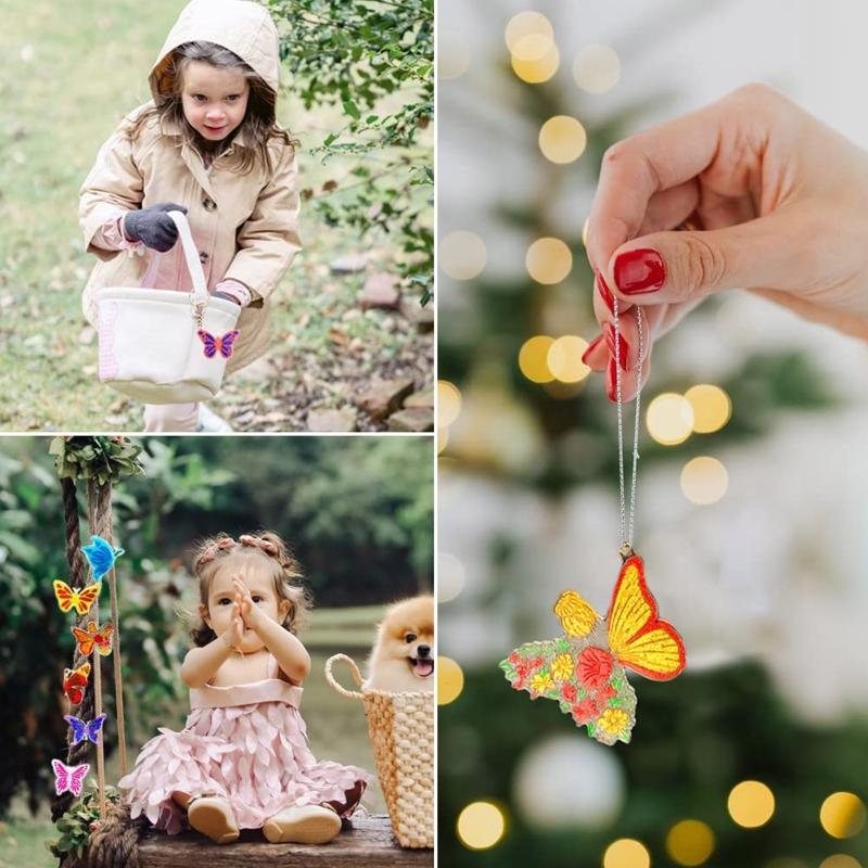 Super Shiny for Butterfly Shape Silicone Keychain Mold with Hole Resin Earrings Pendant Mold with Keyrings Set for Ornam
