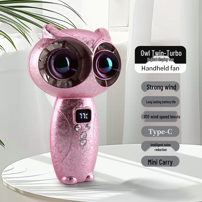 Mini Handheld Turbo USB Charging Owl Fan – Portable and Cute Design