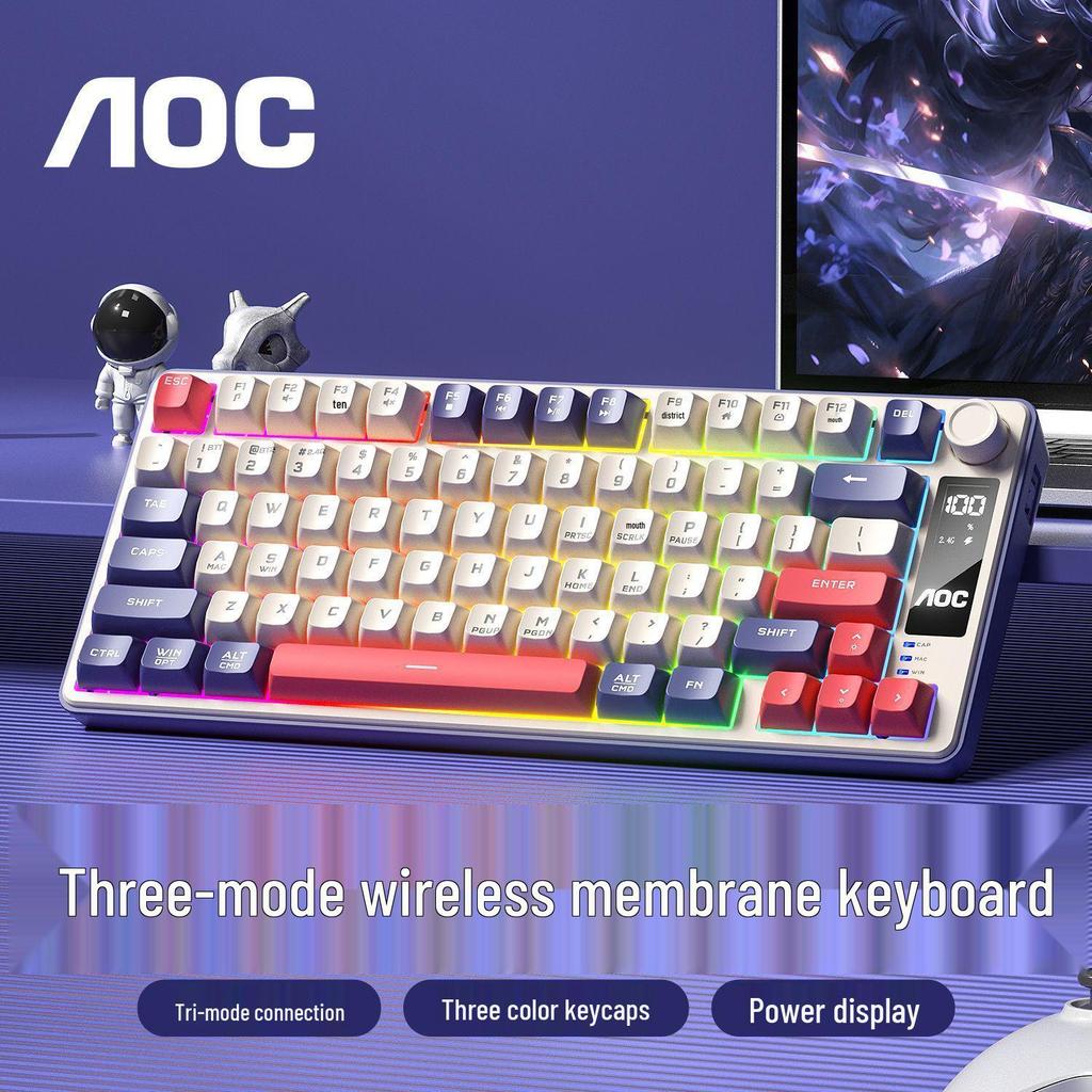 AOC GK300 Kabelloses Tri-Mode RGB Tastatur & Maus Set - Mechanisches Gefühl für Gaming und Bürogebrauch mit Bildschirm