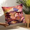 Retro Japanese Pagoda Landscape 4 Pillow Case Linen Cushion Covers For Decorative Sofa Home Pillows Case Car Chair Pillows Cases