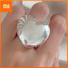 925 Sterling Silver Rings for Women Couple Minimalist Handmade Simple Wide Big Heart Ring Party Jewelry Gift Prevent Allergy