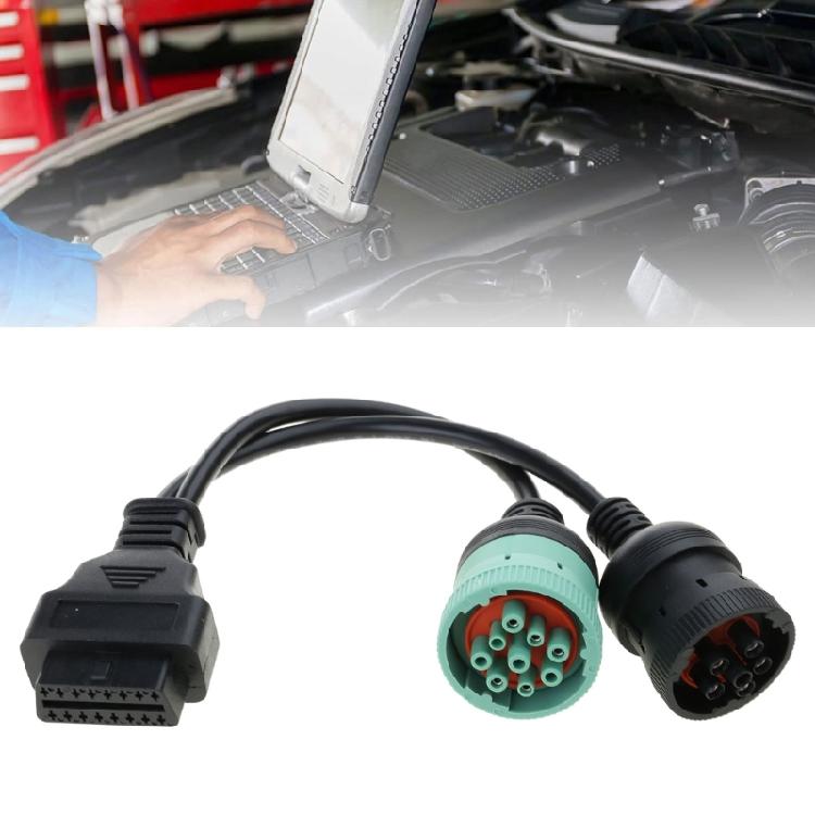 9+6pin to 16Pin Y Cable for Truck Adapter OBD J1939 J1708 J1587 Vehicles Diagnostic Adapter Converter Cable