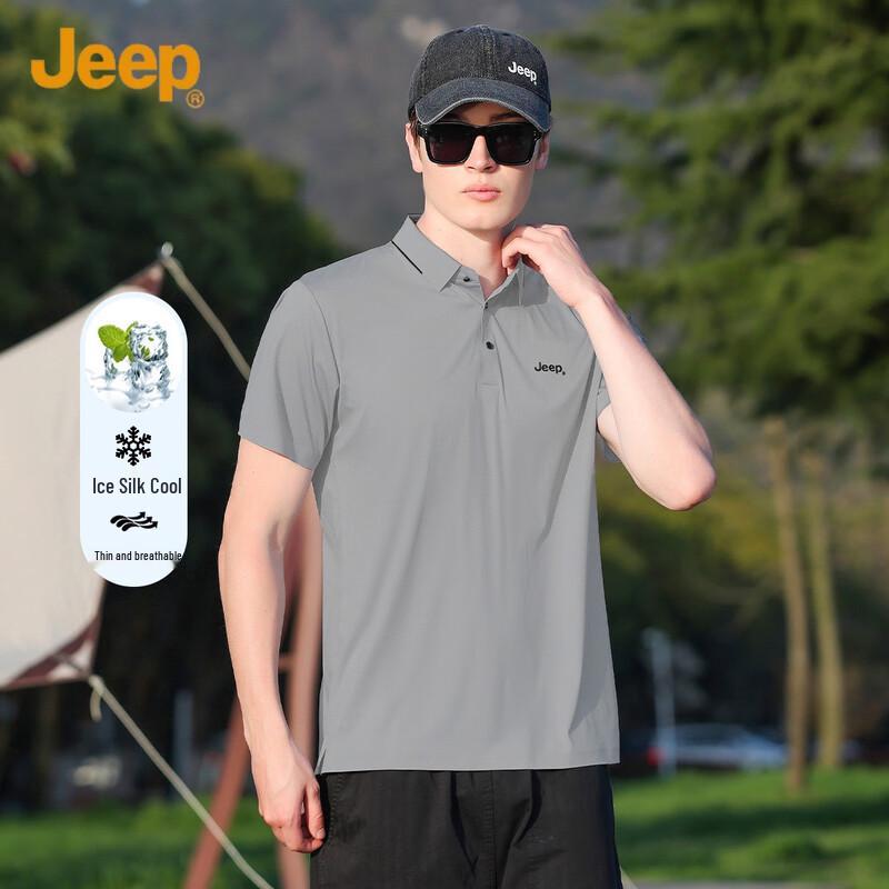 JEEP Men s Ice Silk Breathable Short Sleeve Polo Shirt 2XL
