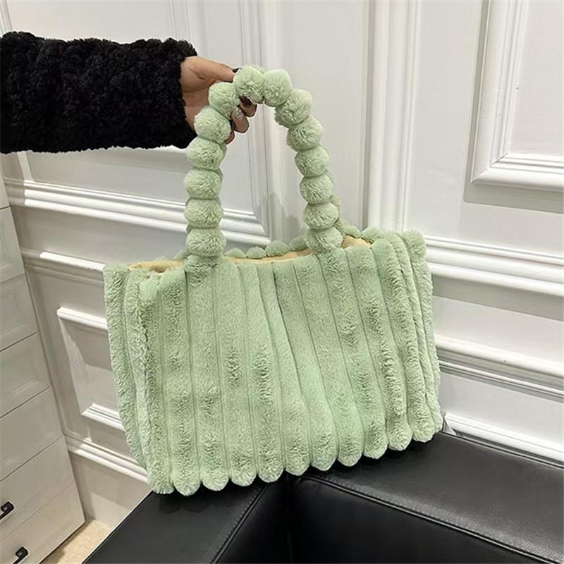 Autumn Winter Soft Plush Totes Bags, Stylish College Student Women Handbag Shoulder Bag 2026 New Daily Commute for Women светло-зеленый