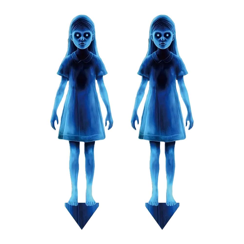 Halloween Twin Ghosts Flat Stakes Creepy Iron Phantoms Horror Movie Style Wraiths Scary Garden Yard Halloween Decor