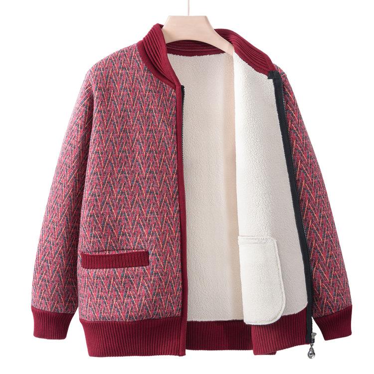 Frühlings- und Herbst-Warmmantel für ältere Menschen, Frühlingskleid für Oma und Samt-Wattierter Pullover, Wintermantel für kleine Mutter