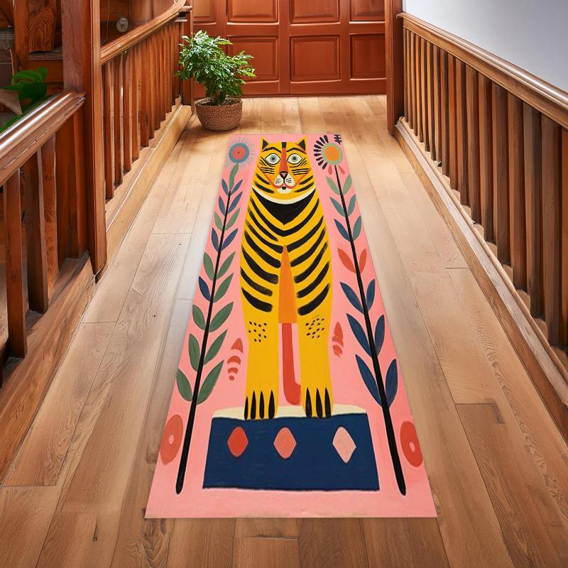 

Long Hallway Rug Runner Carpet Mat Cute Cartoon Animal Tiger Giraffe Cat Home Decoration Floor Rugs for Living Room Bedroom 50x150CM