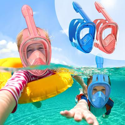 Children's Full Face Snorkeling Mask With Camera Mount 180° Panoramic View Anti-Fog And Anti-Leak Swimming Diving Goggles, Suitable For Boys And Girls