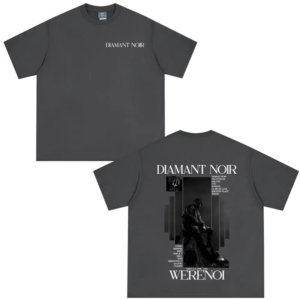 2026 Summer Rapper WeRenoi Diamond Black Album T-shirt Male Hip-hop Fashion Pop Music Cotton Short Sleeve Clorhing