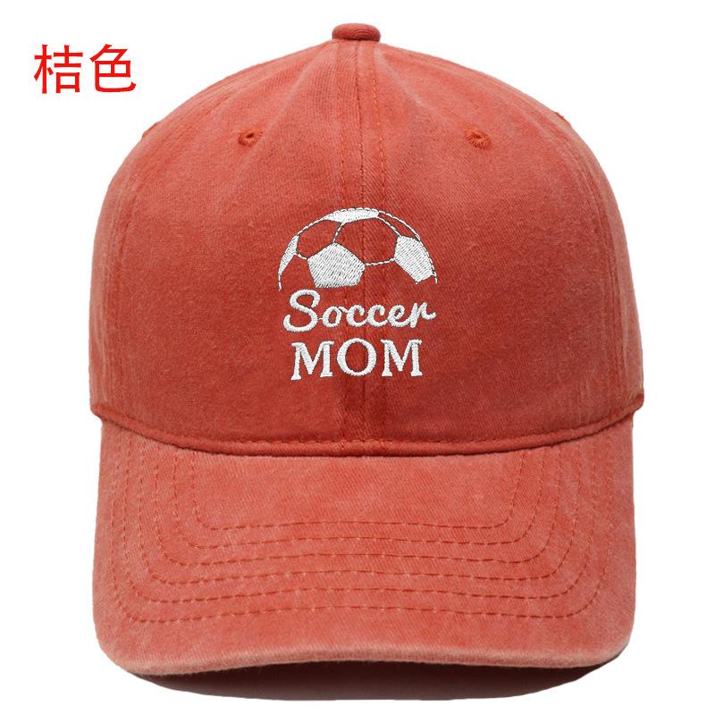 New Soccen MOM football embroidery washed baseball cap men's and women's leisure outdoor sports sun hat