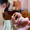 Xiaohongshu's same style crushed ice 9999 24K real gold earrings, earrings for women, fashionable versatile ear jewelry gift