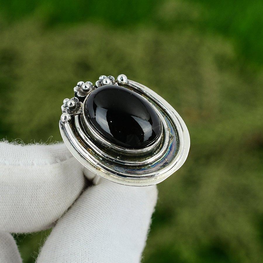 Натуральный черный оникс, многокаменное регулируемое кольцо, стерлинговое серебро 925 пробы Adjustable