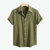 Spring and summer new men's solid color short-sleeved shirt cardigan lapel beach fashion shirt men