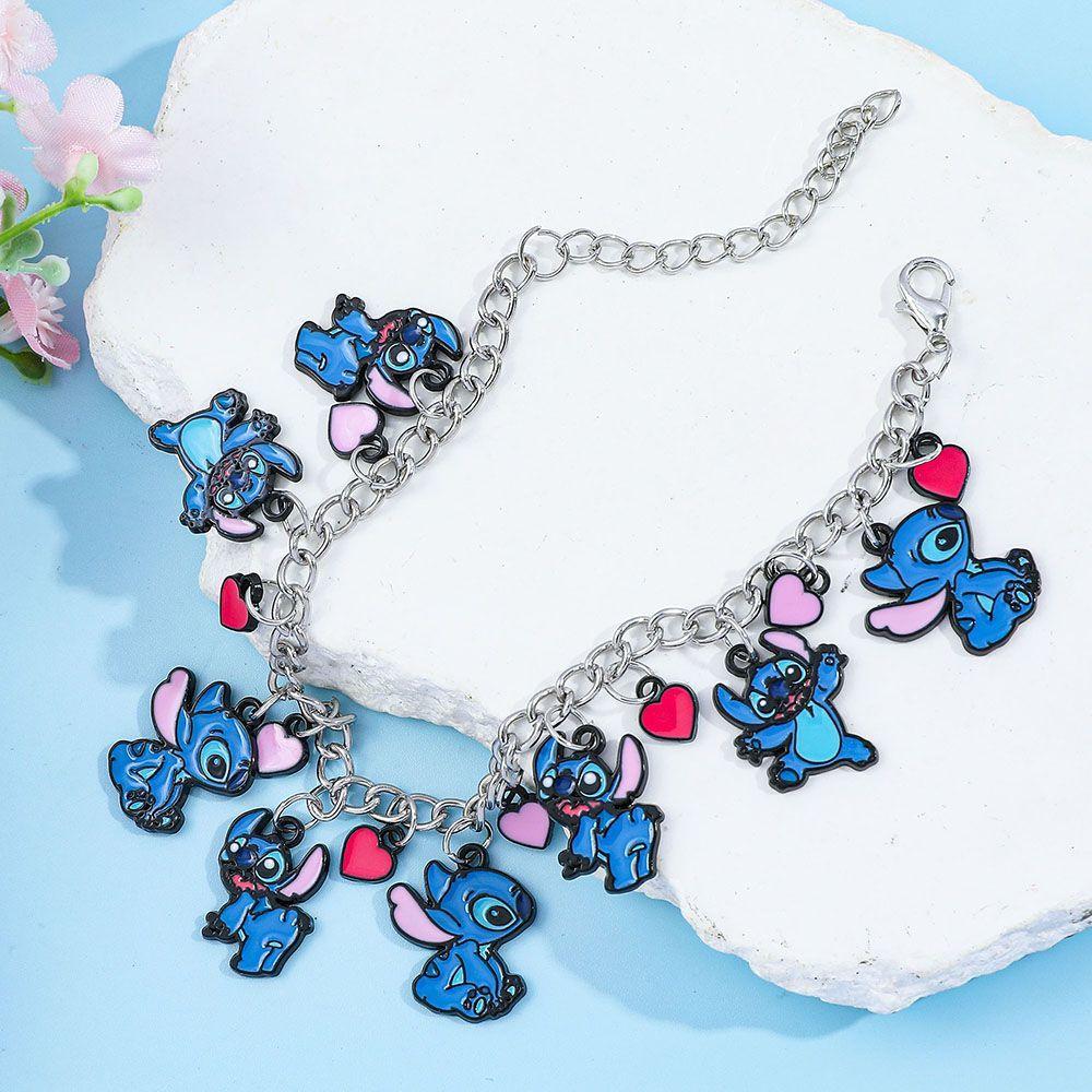 Stitch Couple Style Bracelet, Cute Cartoon Oil Dripping Pendant, Dating Wear Trendy Personalized Fashion Jewelry for Partners