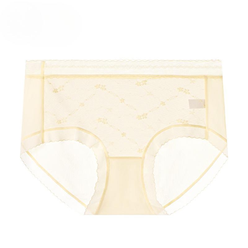 

Plus Size Women s Summer Print 10A Class Antibacterial Ice Silk Cool Feeling No Trace Middle Waist Triangle Briefs L светло-желтого
