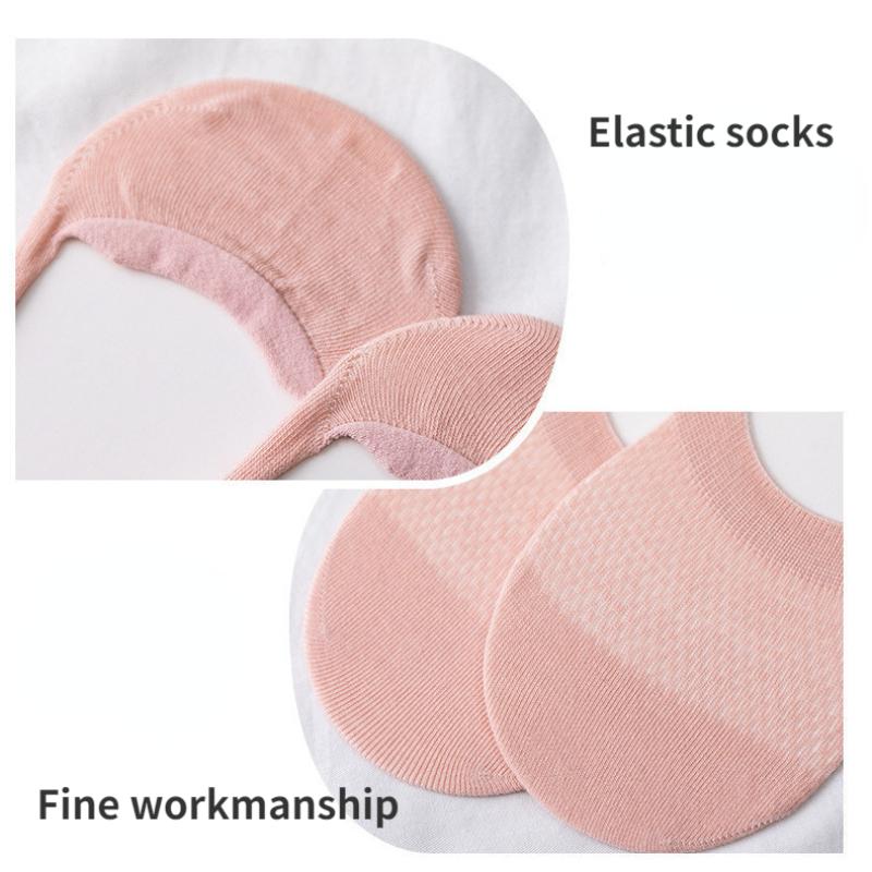 Women Invisible Cotton Boat Socks Mesh Breathable Ankle Low Cut Silicone Non-slip Socks