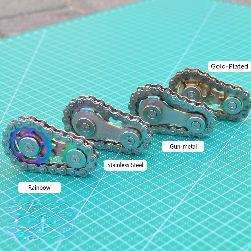 Rainbow EDC Gear Chain Fingertip Gyroscope Toys Metal Sprocket Flywheel Fidget Spinner for Adults Kids Anti Stress Roller