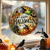 Decorative Party Supplies Halloween Stained Glass Style Static Window Clings Waterproof PVC Pumpkin Ghost Bat Durable Art Haunted House Decals