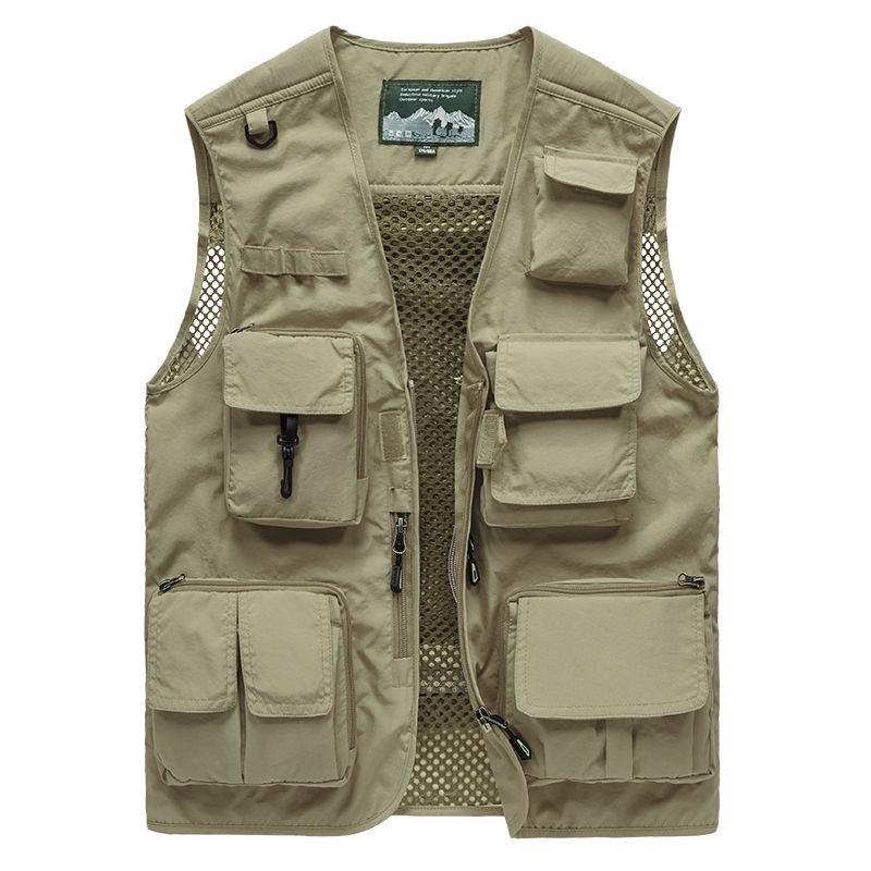 Men's Multi-Pocket Mesh Vest for Outdoor Photography and Fishing
