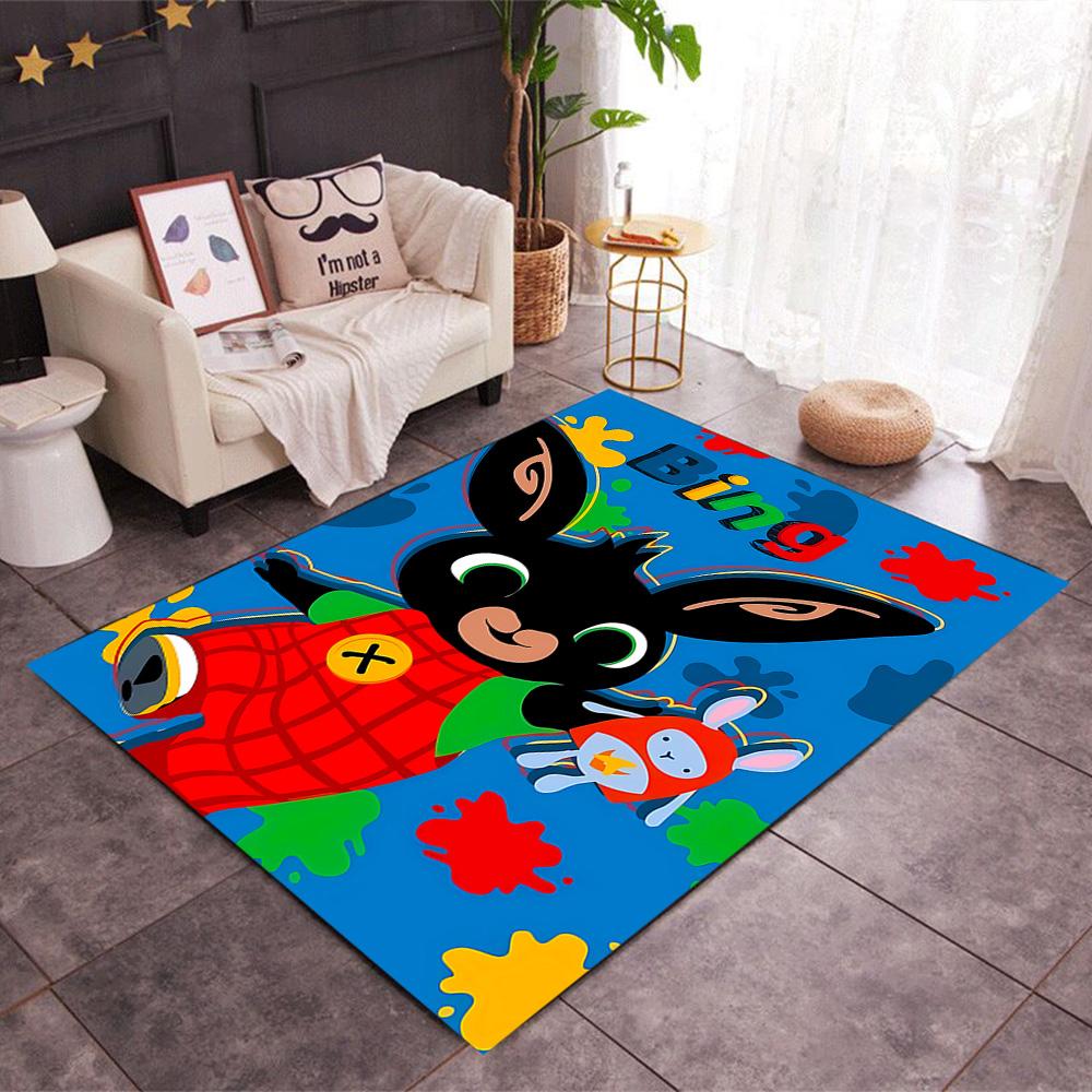 Bing Bunny Colorful Adventure Themed Anti-Slip Rugs - Polyester Home Decor, Suitable for Bedrooms, Living Rooms, Doorways, Studios, and Decorations