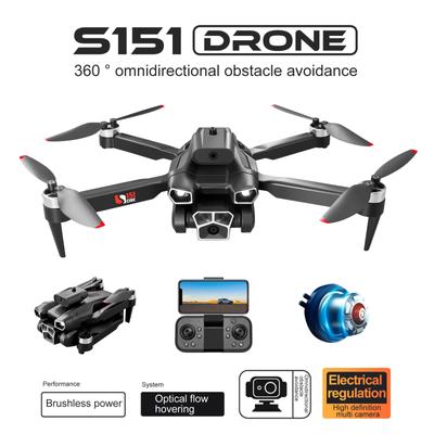 Nieuwe S151 UAV HD Drie Camera Borstelloze Intelligente Obstakel Vermijding Wifi FPV Optische Stroom Positionering Zwevende Quadcopter Speelgoed en Geschenken