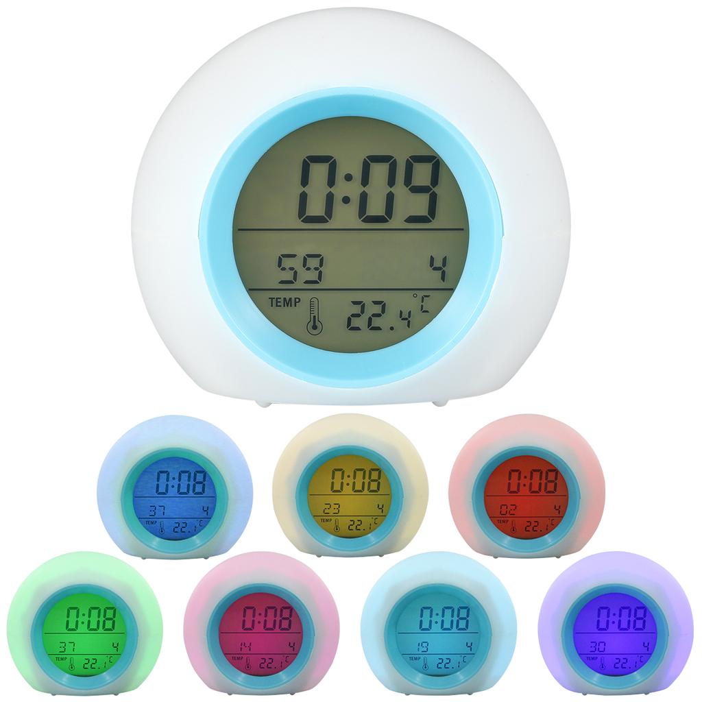 LED digital spherical alarm clock 7 color changing night light ringtone design battery powered multifunctional digital clock
