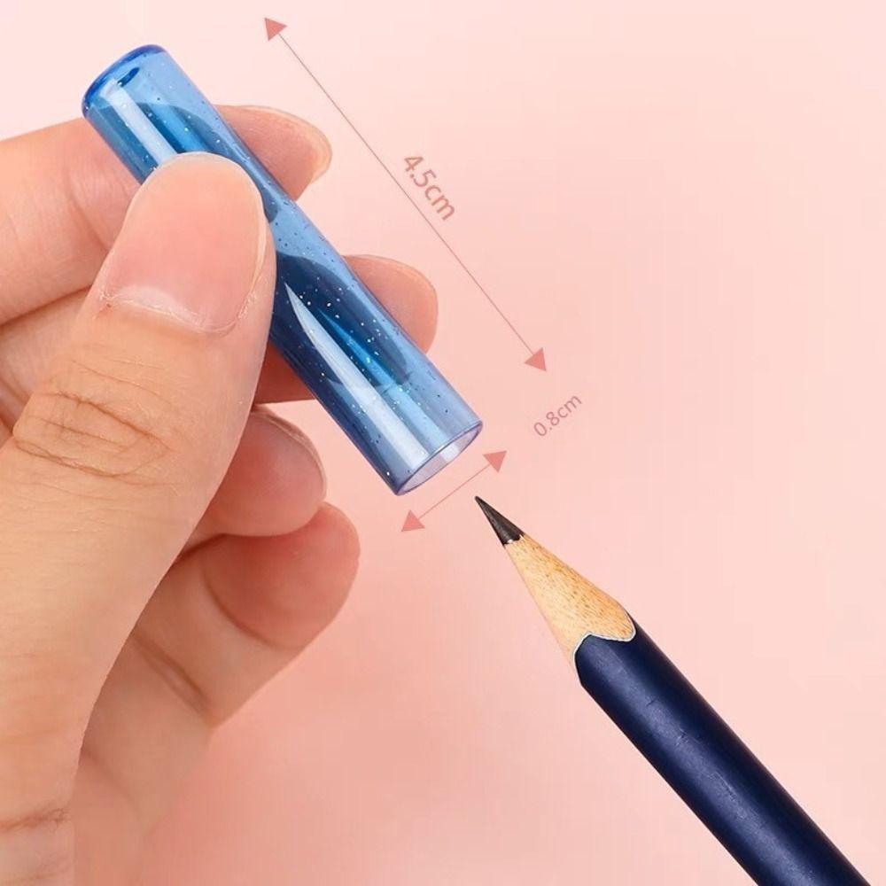 35PCS/Box Solid Color Pencil Cap Transparent Pen Tip Protector Cute Pencil Protective Case Students