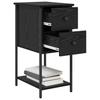 Nightstand Set of 2 Black Oak Finish 32 X 42 X 70 Cm Engineered Wood