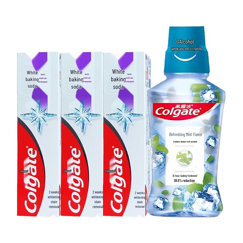 Colgate Peppermint Mouthwash and Spearmint Toothpaste Set