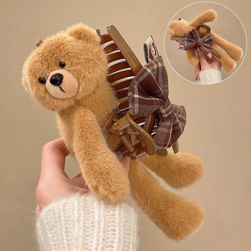 Bear Plush Hair Clip For Women With Cute Animal Design For Spring
