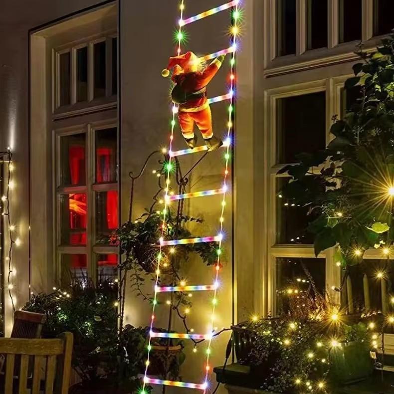 Santa Claus Doll LED Christmas Ladder Light with Remote Indoor & Outdoor Christmas Tree Light Christmas Decor Hanging LED String