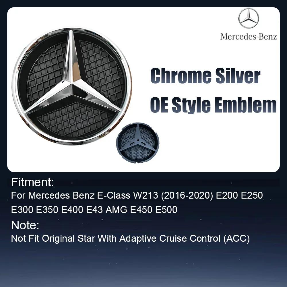 

Car Sticker For Benz New Silver And Black OE Style Front Grill Star Emblem Chrome Logo Badge Fit For Mercedes Benz E200 E250 E30