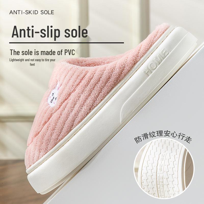 Warm Furry Non-Slip Winter Cotton Slippers with Thick Sole for Men & Women