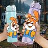 1PC Cartoon Bunny Farmer Print 750ml Color Plastic Sports Water Bottle Leakproof Flip Straw Lid Suitable for Sports Office Home Use