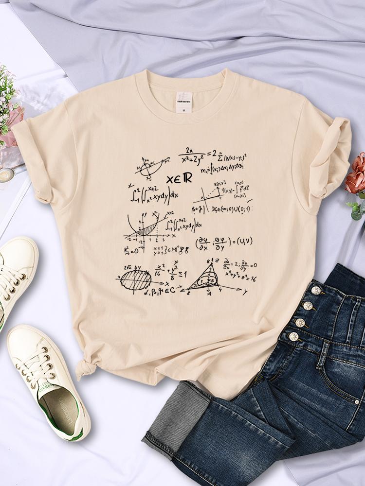 Mathematical Formula Print Women T-Shirt Summer Casual Clothing Street Hip Hop Short Sleeve Personality Breathable Womans Tops
