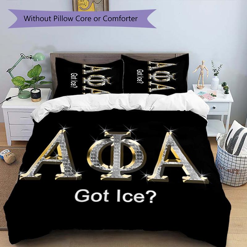3pcs Alpha Phi Alpha logo pattern bedding set duvet cover set includes duvet cover &pillowcases, perfect all season bedroom decoration & gift
