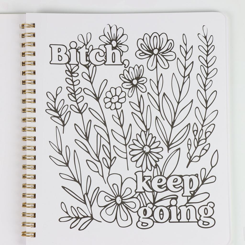 Schönes Malbuch für Erwachsene zur Entspannung Lustiges Schimpfwort-Malbuch mit floralen Mustern zum Lachen