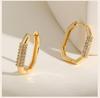 Hoop Earrings With Cubic Zirconia For Women, Metal CZ Gold Plated Huggie Hoops, Gometric Statement Jewelry