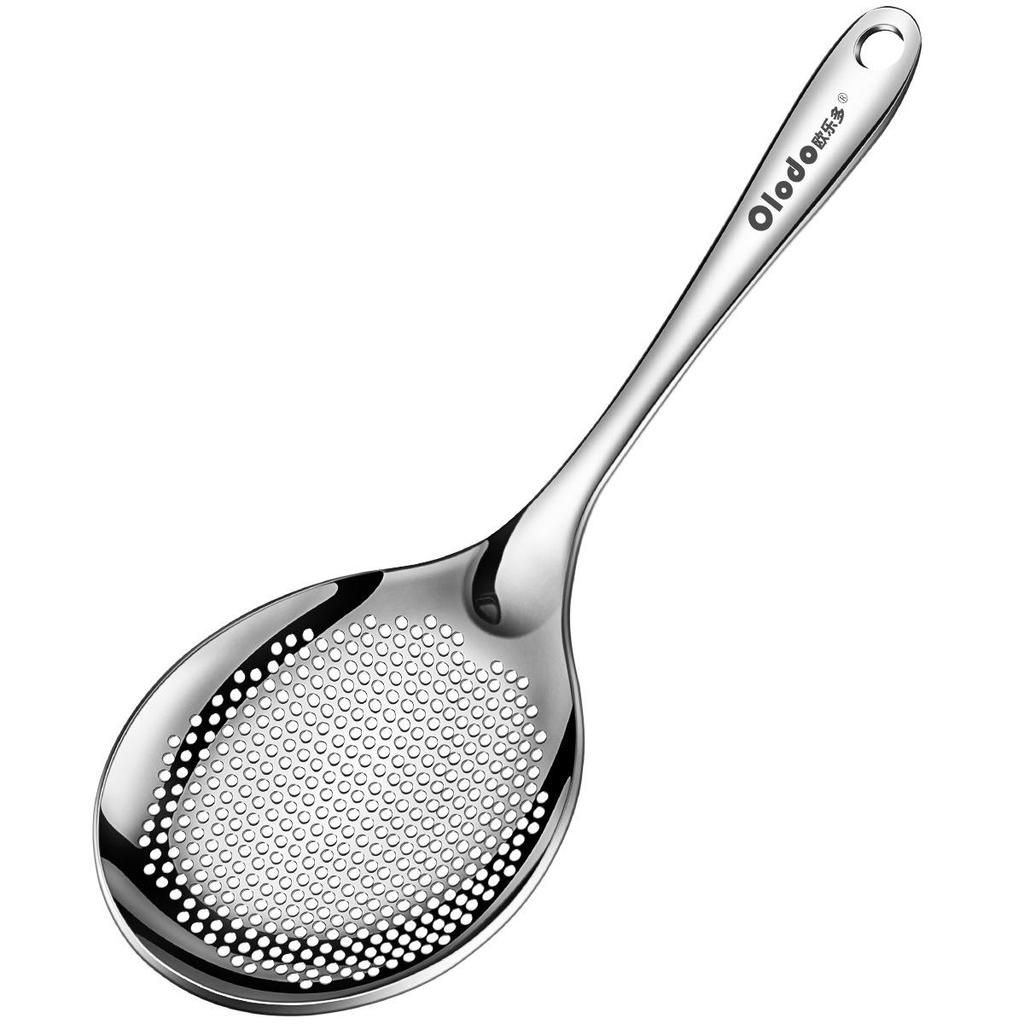 Heavy-Duty 316L Stainless Steel Skimmer Ladle - Large One-Piece Kitchen Strainer Spoon