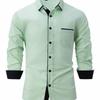 Grenzüberschreitende Herrenmode: Modisches Baumwollhemd für Frühling und Herbst, farblich abgestimmt, Business-Slim-Casual-Hemd mit langen Ärmeln