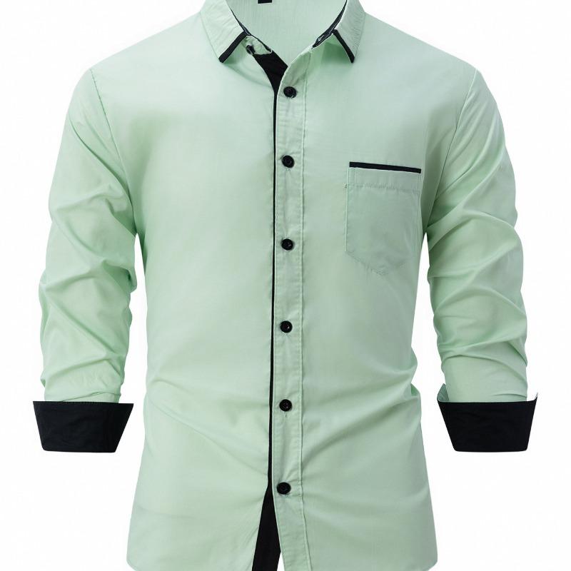 Grenzüberschreitende Herrenmode: Modisches Baumwollhemd für Frühling und Herbst, farblich abgestimmt, Business-Slim-Casual-Hemd mit langen Ärmeln