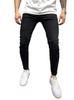 [Petit De Francais] Men's Denim Jogger Pants, Distressed Jeans, Men's Rider Jeans, Denim Motorcycle Jeans, D-46 (XXXL, Black)