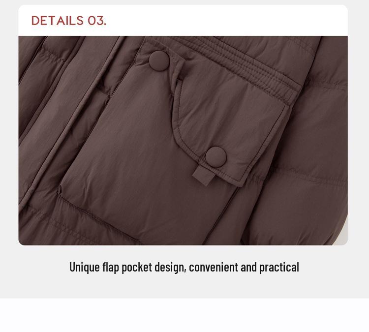 Women's High-End Extra Long White Duck Down Hooded Coat with Large Pockets - YJ6852