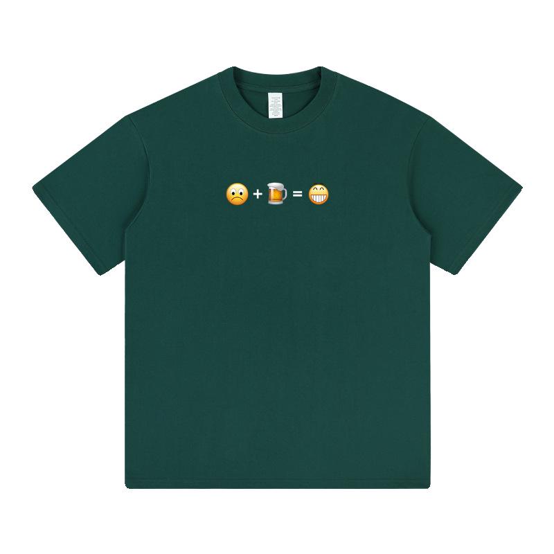 Happy Emoji Unisex Loose Short Sleeve T-Shirt - Summer Trendy Hong Kong Style, Pure Cotton