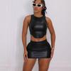 Women's Sleeveless Tank Top with Hip Short Skirt Set