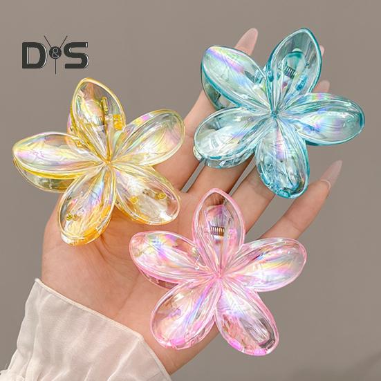 Women Hair Clip Transparent Gradient Color Back Head Hair Claw Strong Grip Shark Hair Accessories Daily Wear