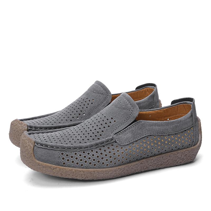 Men's Casual Loafers, Breathable Perforated Design, Comfortable Casual Shoes, Black Suede Walking Shoes Suitable for Daily Wear