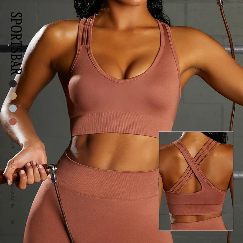 

European & American Seamless Sports Vest & High Waist Leggings Set for Women Large