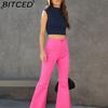 BITCED Women's Half-High Neck Top Casual Versatile Cropped Tank Top Short-Length Gathered Polyester-Cotton Blend Spicy Girl Style