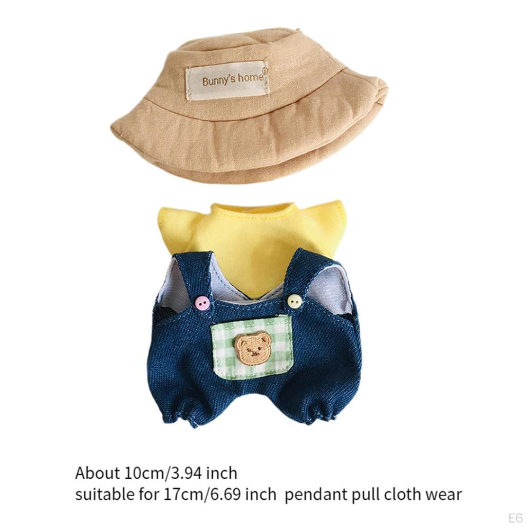 Ubranka dla lalek dla 17cm pluszowych akcesoriów DIY kostiumy kreskówkowe różowe kombinezony w kratę